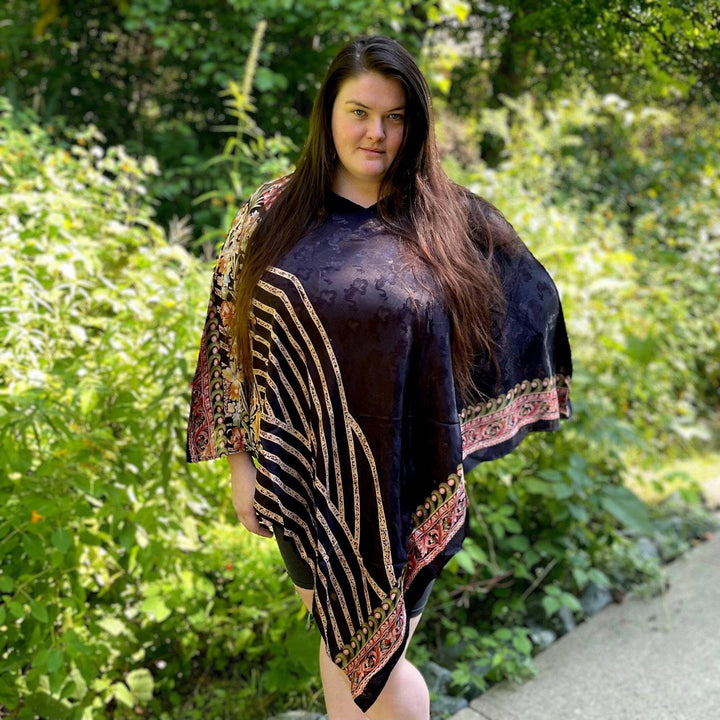 Seconds and Surplus Recycled Sari Hooded Poncho - Darn Good Yarn