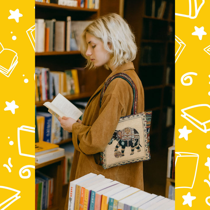 Darn Good Yarn: Royal Parade Elephant Woven Tote, Clothing and Accessories