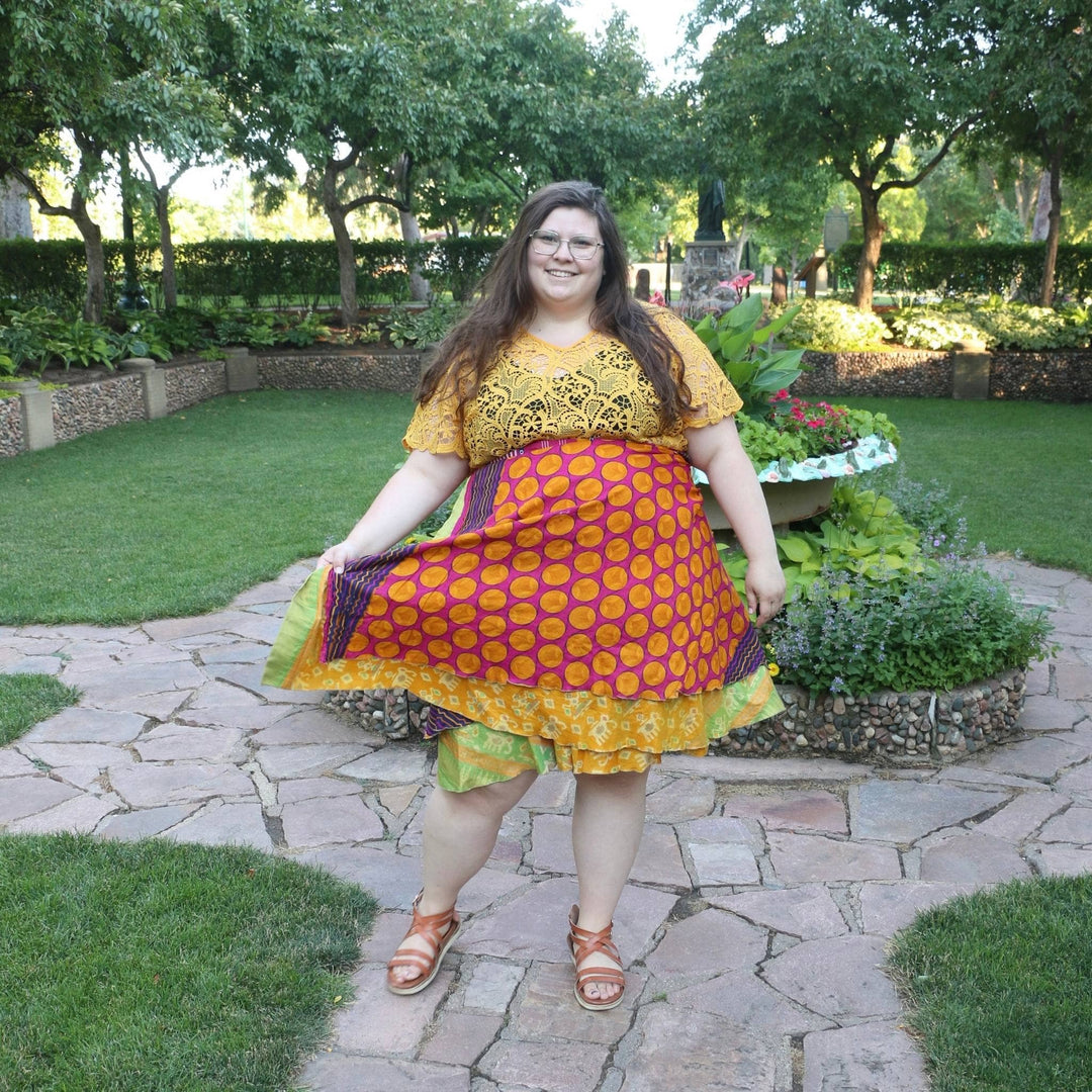 Darn Good Yarn: Special Edition Skirt: Harvest Hues The Original Sari Wrap Skirt, Clothing and Accessories