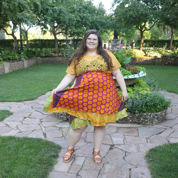 Darn Good Yarn: Special Edition Skirt: Harvest Hues The Original Sari Wrap Skirt, Clothing and Accessories