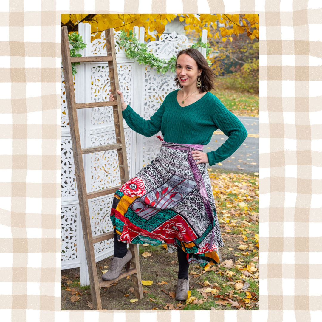 Darn Good Yarn: Special Edition Skirt: Harvest Hues The Original Sari Wrap Skirt, Clothing and Accessories