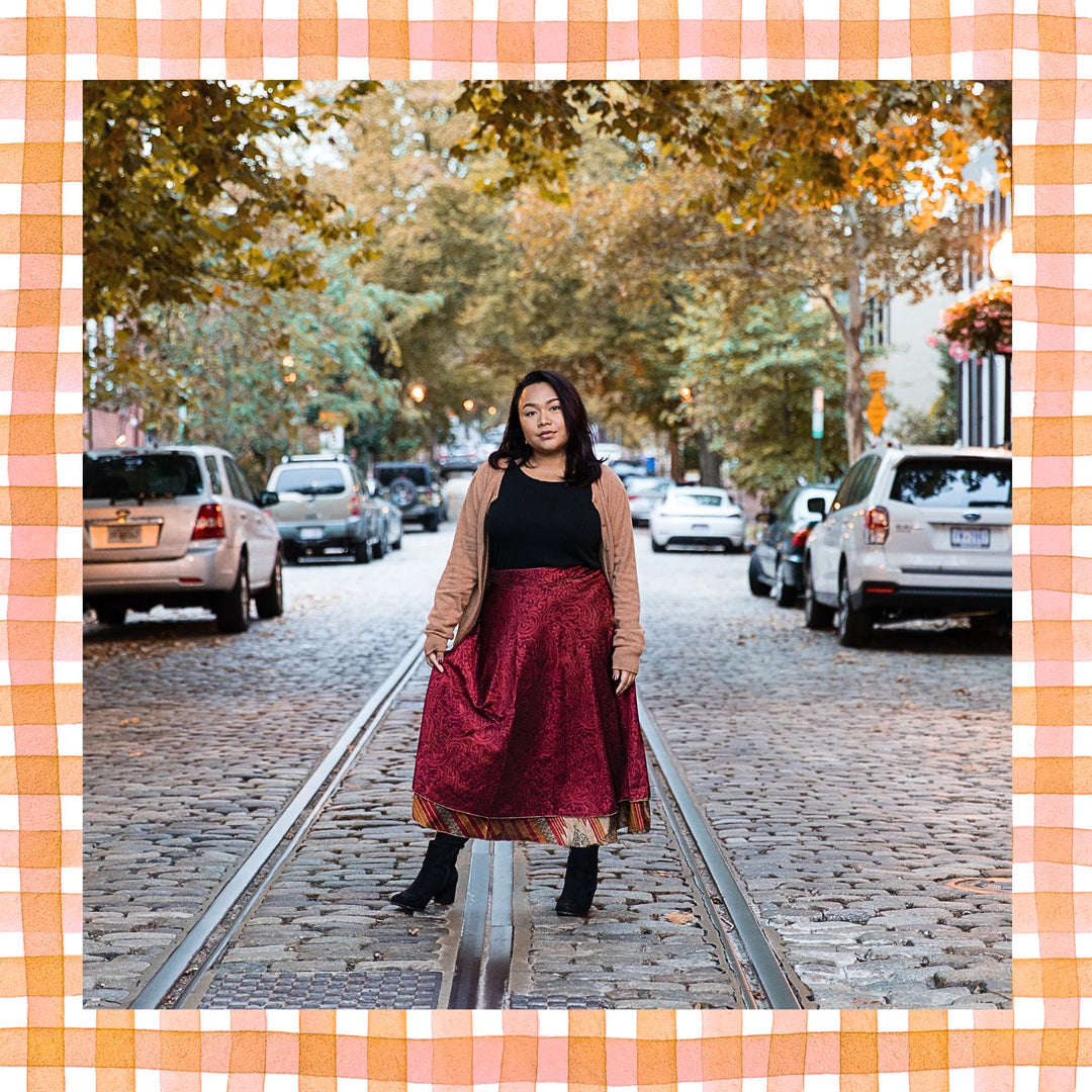 Darn Good Yarn: Special Edition Skirt: Harvest Hues The Original Sari Wrap Skirt, Clothing and Accessories