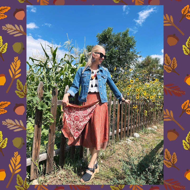 Darn Good Yarn: Special Edition Skirt: Harvest Hues The Original Sari Wrap Skirt, Clothing and Accessories