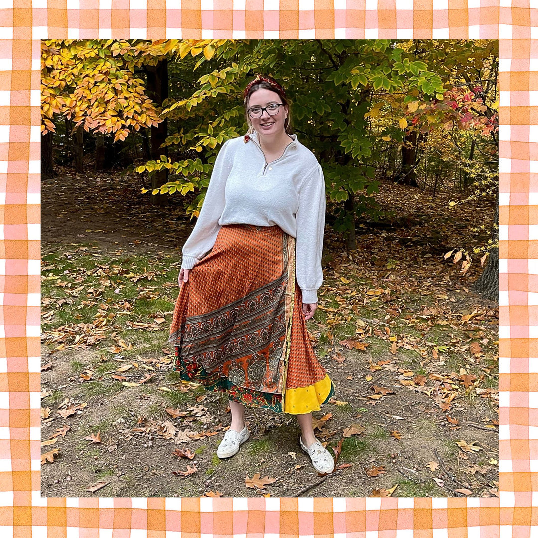 Darn Good Yarn: Special Edition Skirt: Harvest Hues The Original Sari Wrap Skirt, Clothing and Accessories