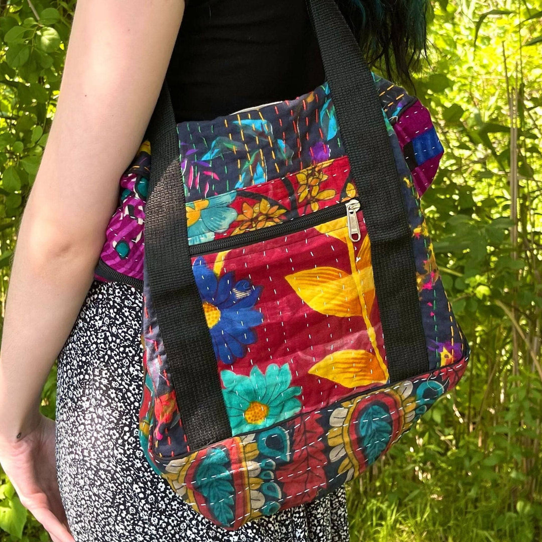 Wanderlust Kantha Stitched Bag - Darn Good Yarn