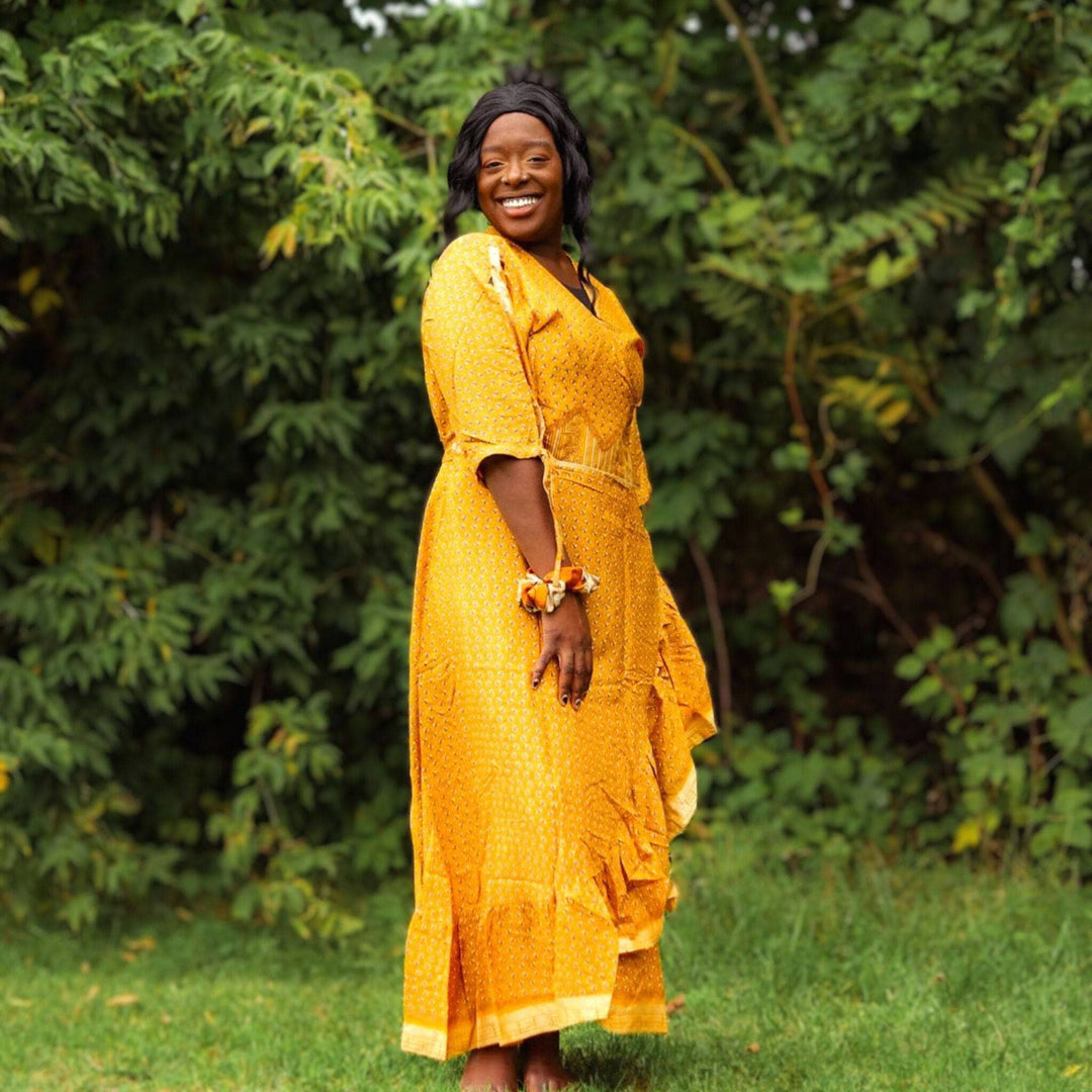 Zaria One-of-a-Kind Wrap Dress – Handmade, Sustainable, Stunning Zaria One-of-a-Kind Wrap Dress – Handmade, Sustainable, Stunning