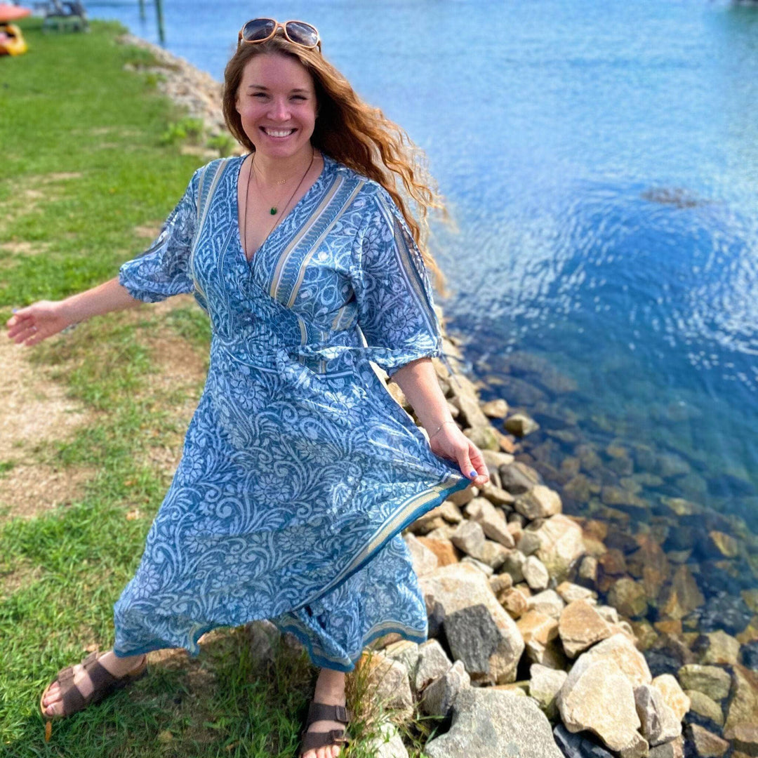 Darn Good Yarn Zaria Wrap Dress - Eco-Friendly & Unique Darn Good Yarn Zaria Wrap Dress - Eco-Friendly & Unique