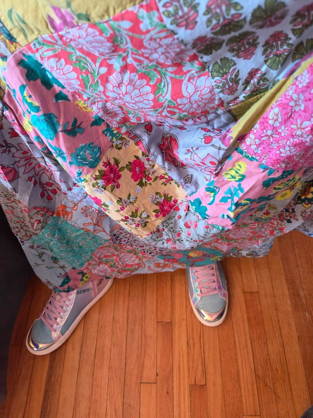 Darn Good Yarn: Cotton Patchwork Skirts with finger loops & buttons for skirt hikes, Clothing and Accessories