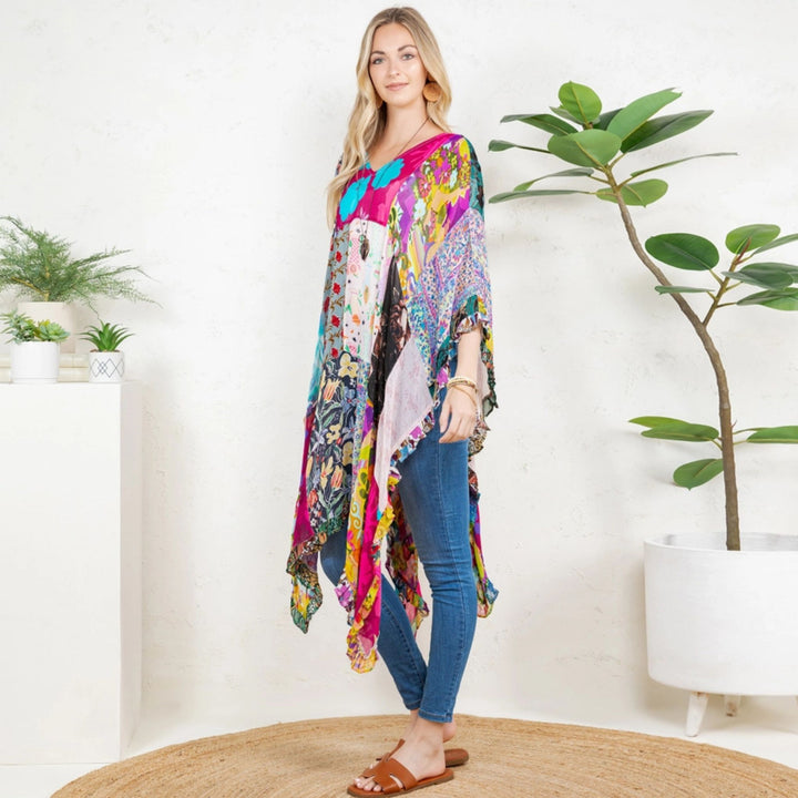 Darn Good Yarn: Woodstock Dreams Limited Edition Bohemian Embroidered Color Block Shrug, Clothing and Accessories