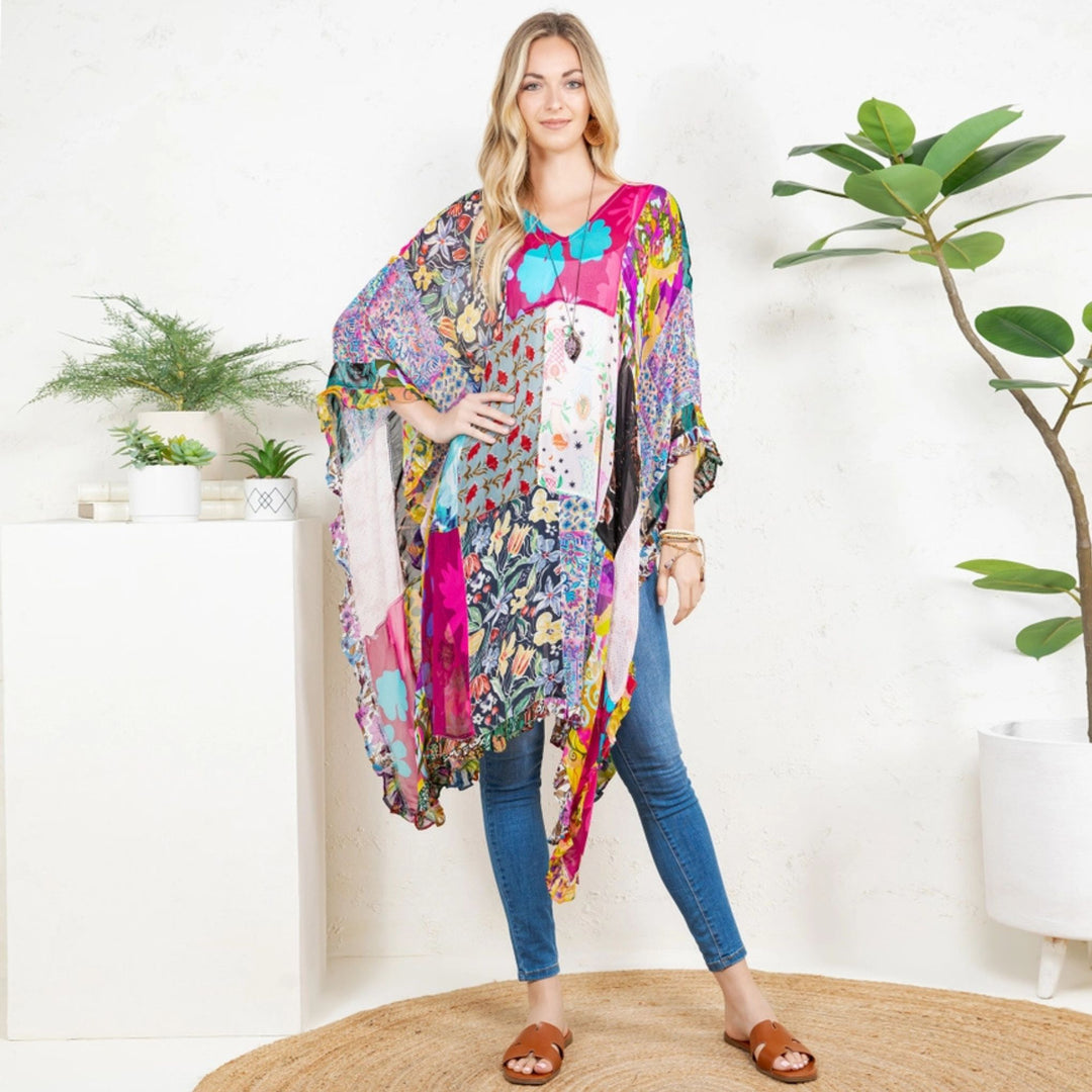 Darn Good Yarn: Woodstock Dreams Limited Edition Bohemian Embroidered Color Block Shrug, Clothing and Accessories
