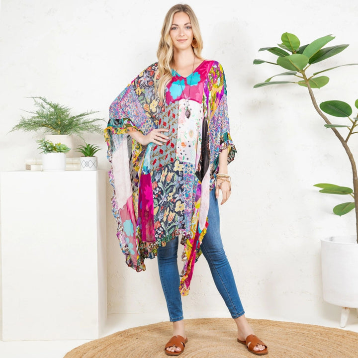 Darn Good Yarn: Woodstock Dreams Limited Edition Bohemian Embroidered Color Block Shrug, Clothing and Accessories