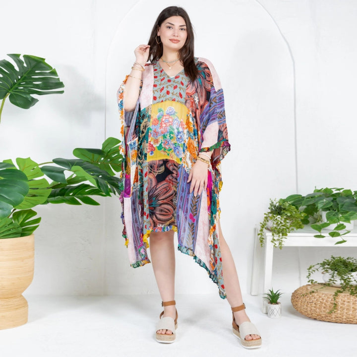 Darn Good Yarn: Woodstock Dreams Limited Edition Bohemian Embroidered Color Block Shrug, Clothing and Accessories