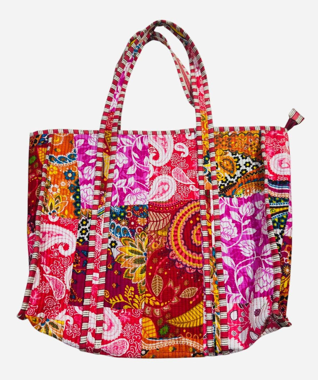 Kantha Patchwork Quilted Tote Bag – Reversible Boho Market Tote