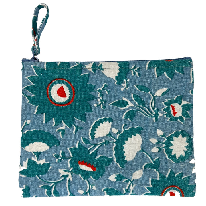 Hand Block-Printed Canvas Zipper Pouches