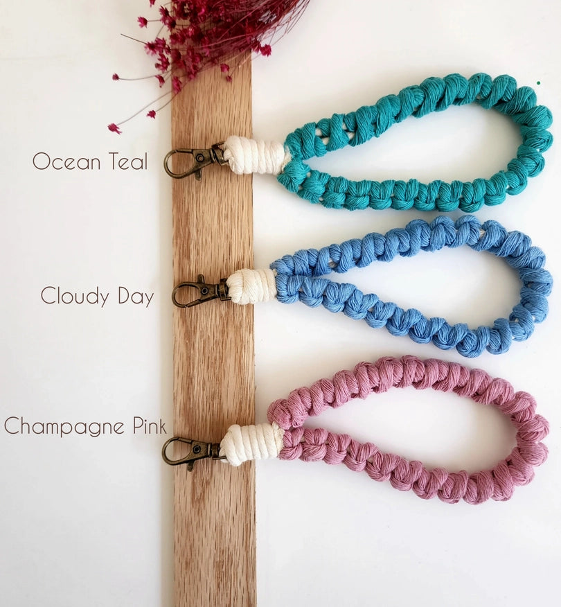 Darn Good Yarn: Handwoven Macrame Wristlet Assorted colors – Boho Style Meets Everyday Utility, Clothing and Accessories