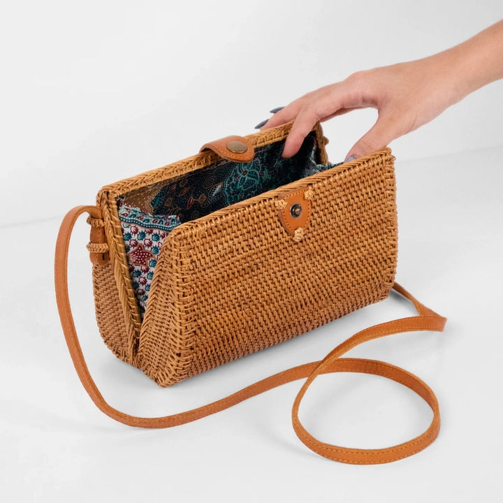 Limited Edition - Woodstock Dreams Rattan Clutch / Crossbody Bag – Brown Water Drop