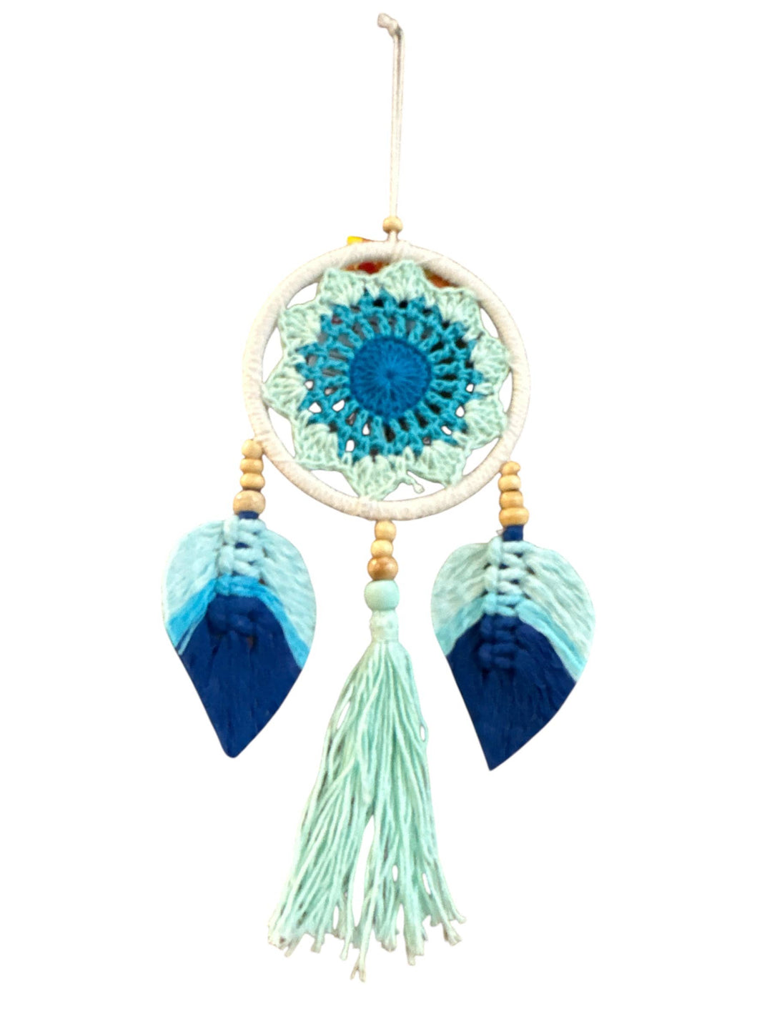Boho Tassel Dream Catcher Wall Hanging – Handmade in Nepal (3.5" x 8")