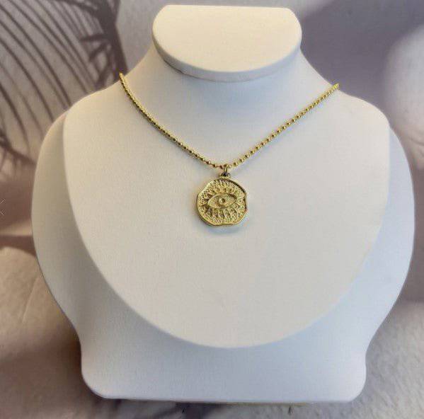 Nazar (Evil Eye) 18K Gold Plated Amulet Gold Pendant Necklace - Darn Good Yarn