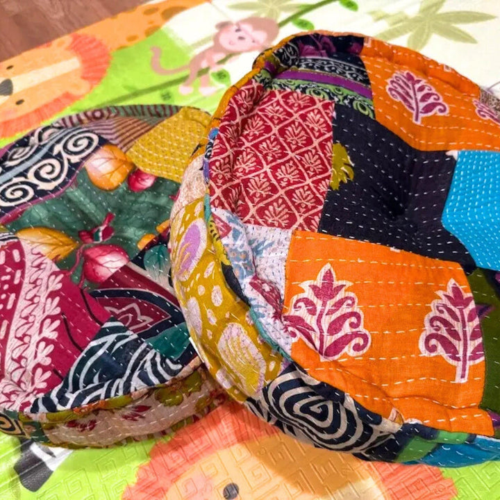 Hand Embroidered Floor Pouf - Darn Good Yarn