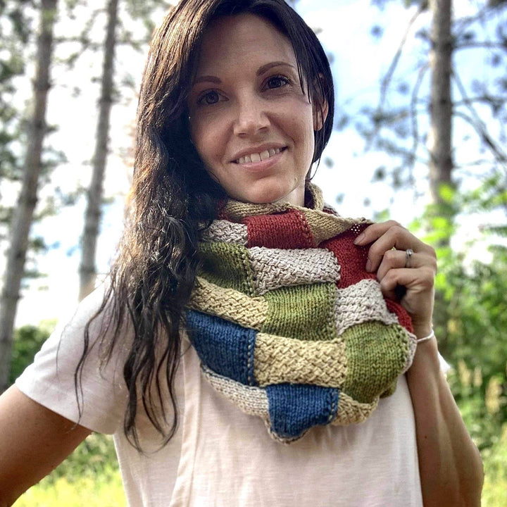 women wearing a multicolored scarf