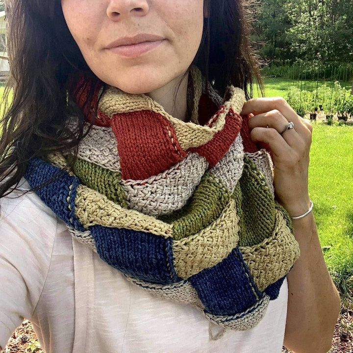 women wearing a multicolored scarf