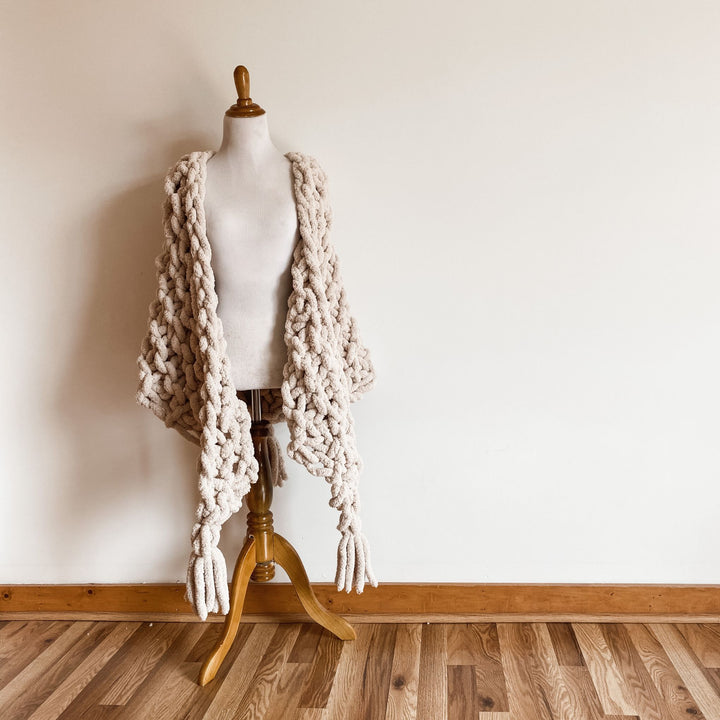 Darn Good Yarn: Hickory Tree Arm Knit Shawl Pattern – Easy Beginner Arm Knitting Project, 
