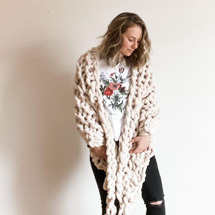 Darn Good Yarn: Hickory Tree Arm Knit Shawl Pattern – Easy Beginner Arm Knitting Project, 