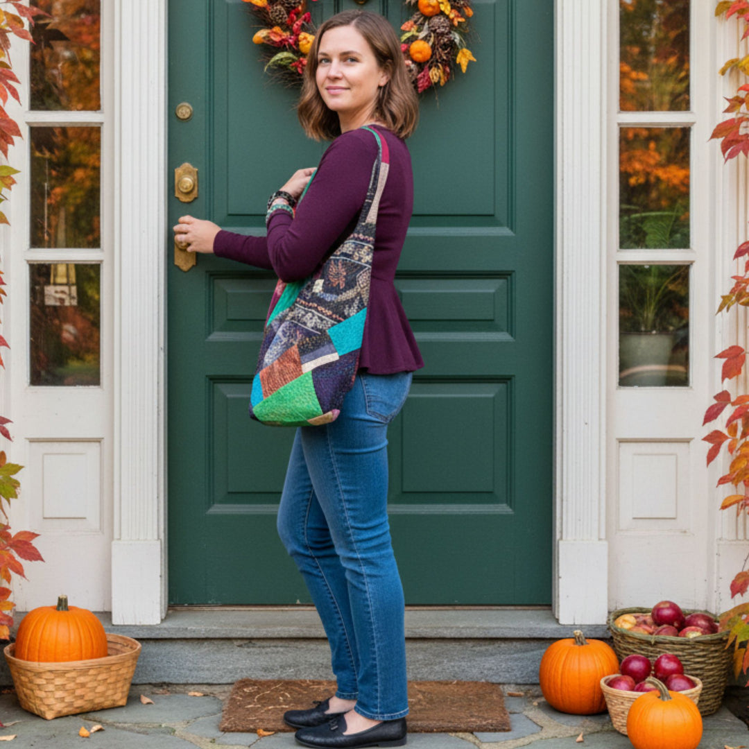 Darn Good Yarn: Samosa Kantha Stitch Bag, Home Decor