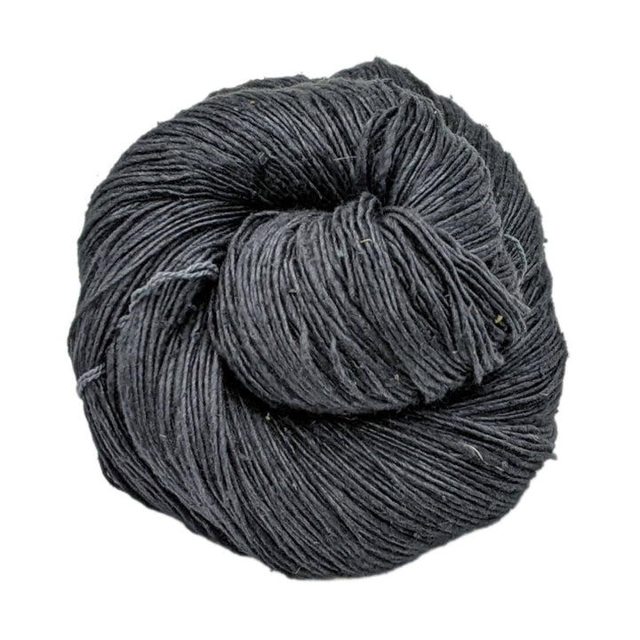 Lace weight silk black (solid black) in front of a white background