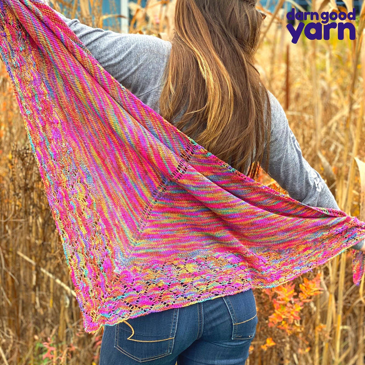 woman wearing triangular shwl