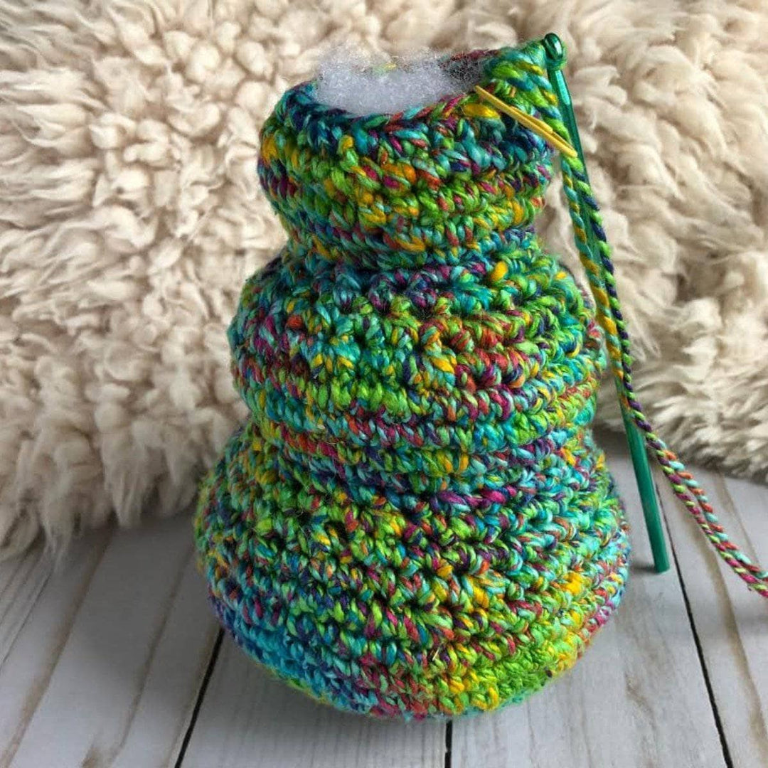 christmas crochet tree with an uncompleted top
