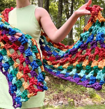 Darn Good Yarn: Rainbow Checkers Shawl - Crochet Pattern, Patterns