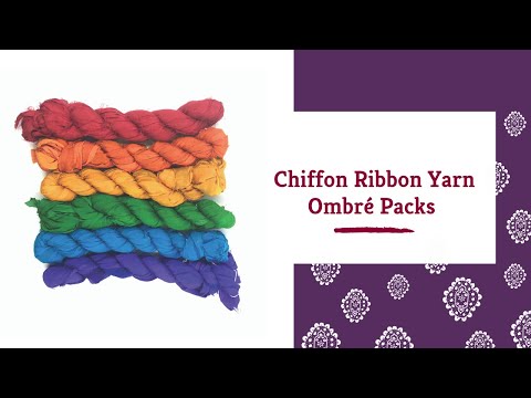 A quick product overview video on Darn Good Yarn's Chiffon Ribbon Packs: Ombre variation, reclaimed chiffon, bulky yarn, soft and handmade in India. 