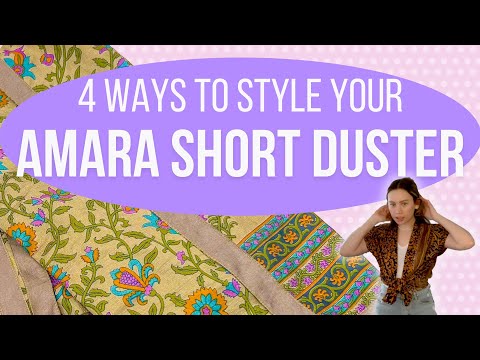 Video tutorial on four different ways to style a recycled sari silk Amara Sbort Duster from Darn Good Yarn.