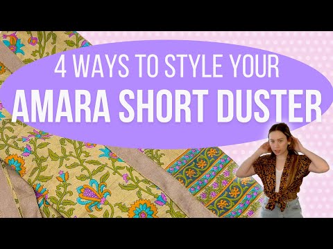 Video tutorial on four different ways to style a recycled sari silk Amara Sbort Duster from Darn Good Yarn.