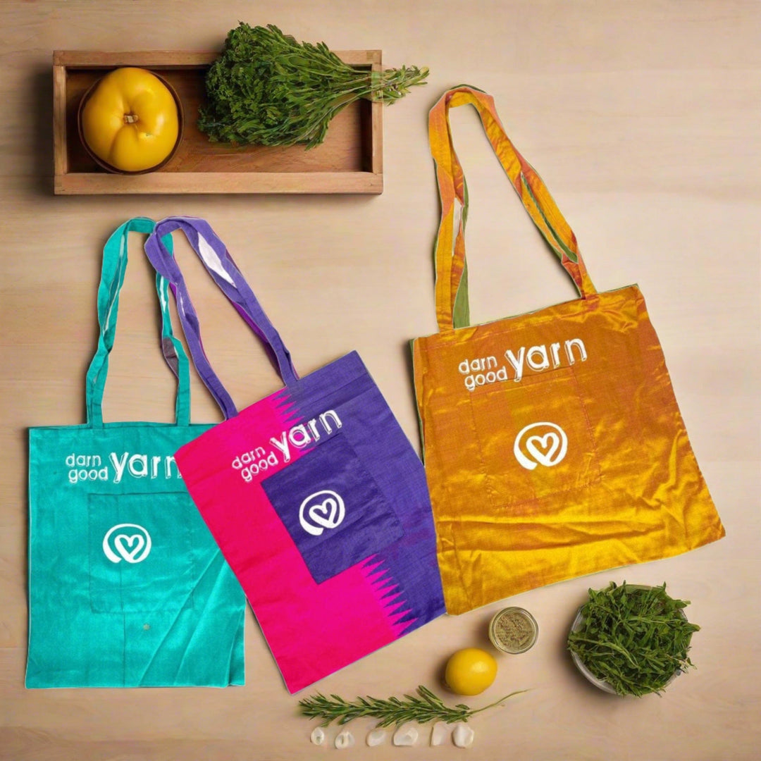 Recycled Sari Silk Tote Bag - Darn Good Yarn