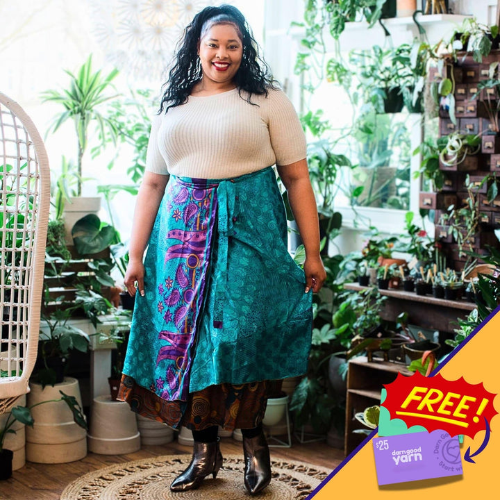 Reversible Wrap Skirt from India - Darn Good Yarn