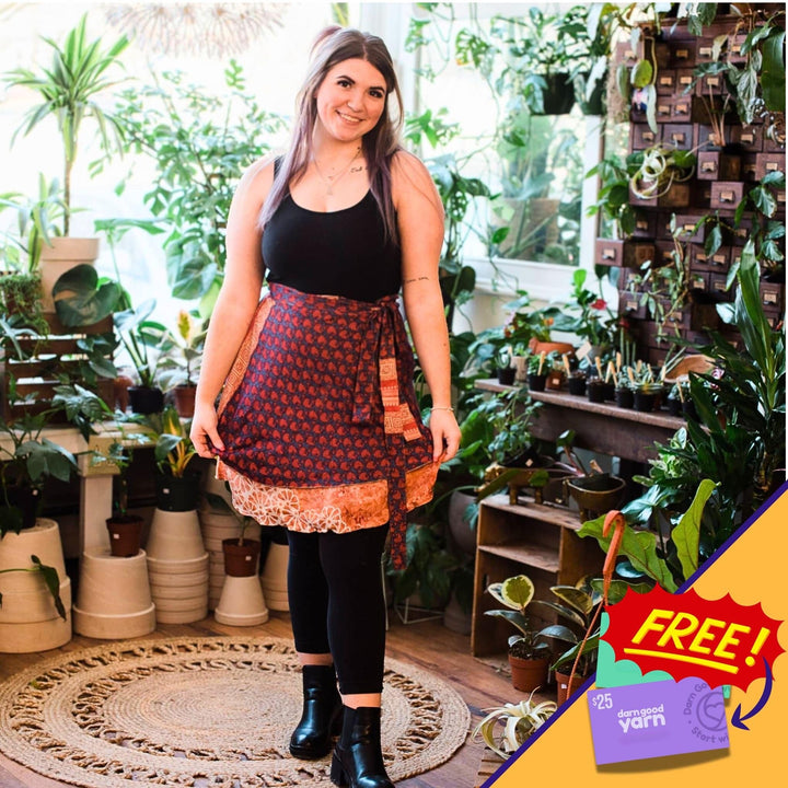 Reversible Wrap Skirt from India - Darn Good Yarn