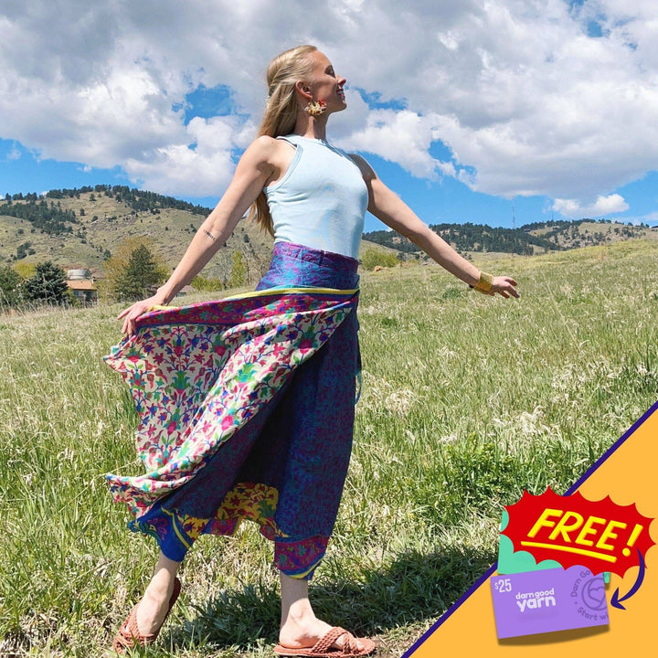 Reversible Wrap Skirt from India - Darn Good Yarn
