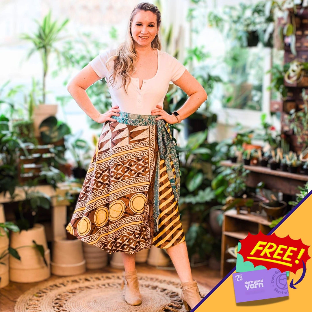 Reversible Wrap Skirt from India - Darn Good Yarn