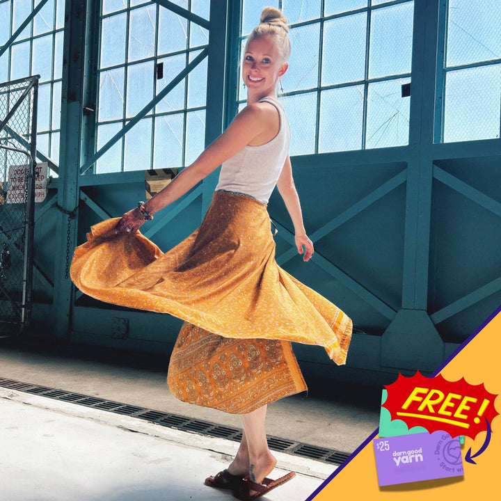 Reversible Wrap Skirt from India - Darn Good Yarn