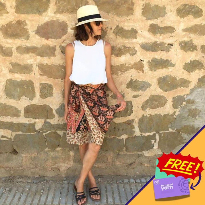 Reversible Wrap Skirt from India - Darn Good Yarn