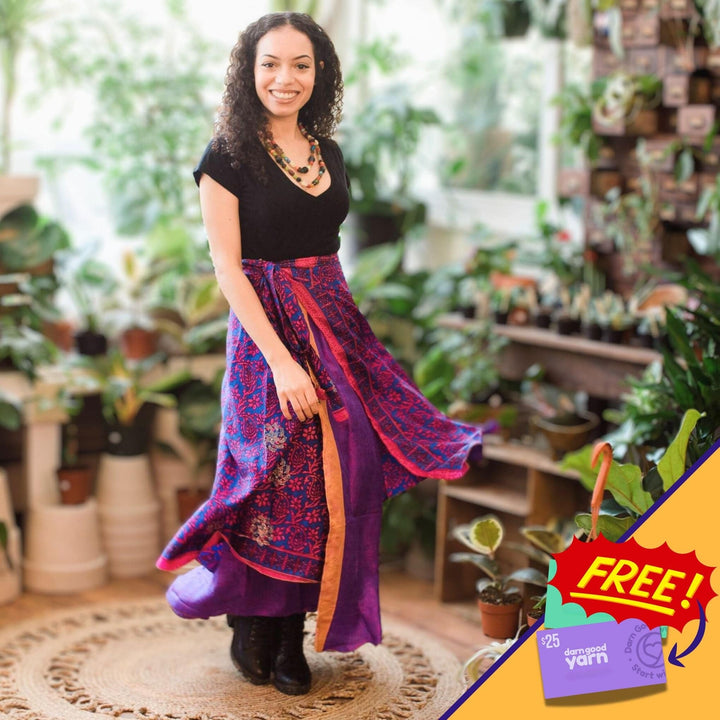 Reversible Wrap Skirt from India - Darn Good Yarn