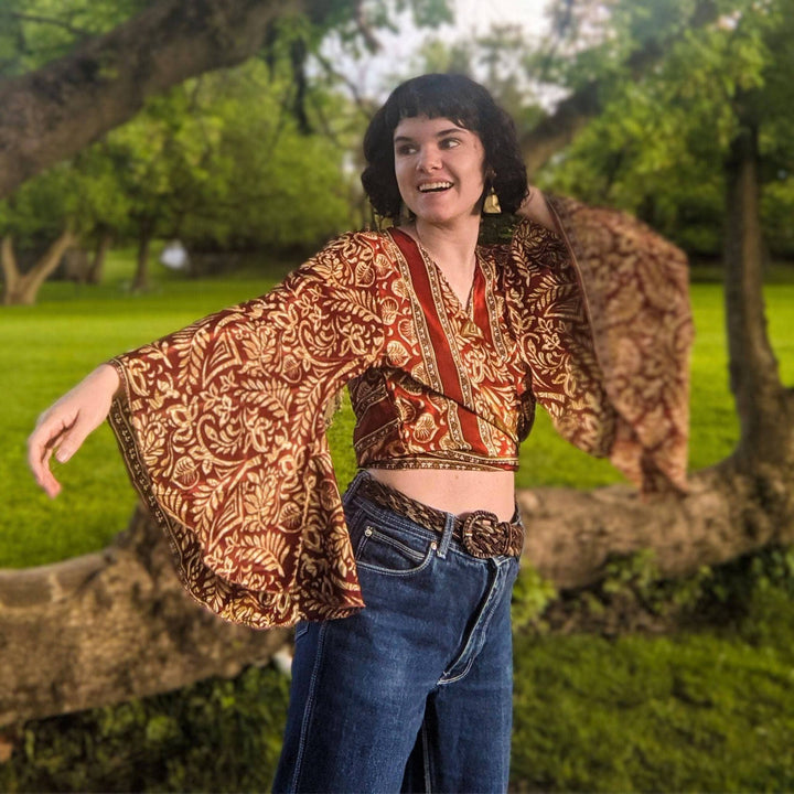 Sari Bell Sleeve Wrap Top - Darn Good Yarn