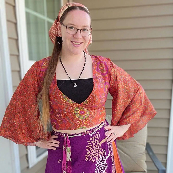 Sari Bell Sleeve Wrap Top - Darn Good Yarn
