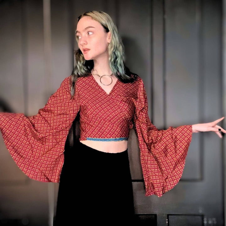 Sari Bell Sleeve Wrap Top - Darn Good Yarn