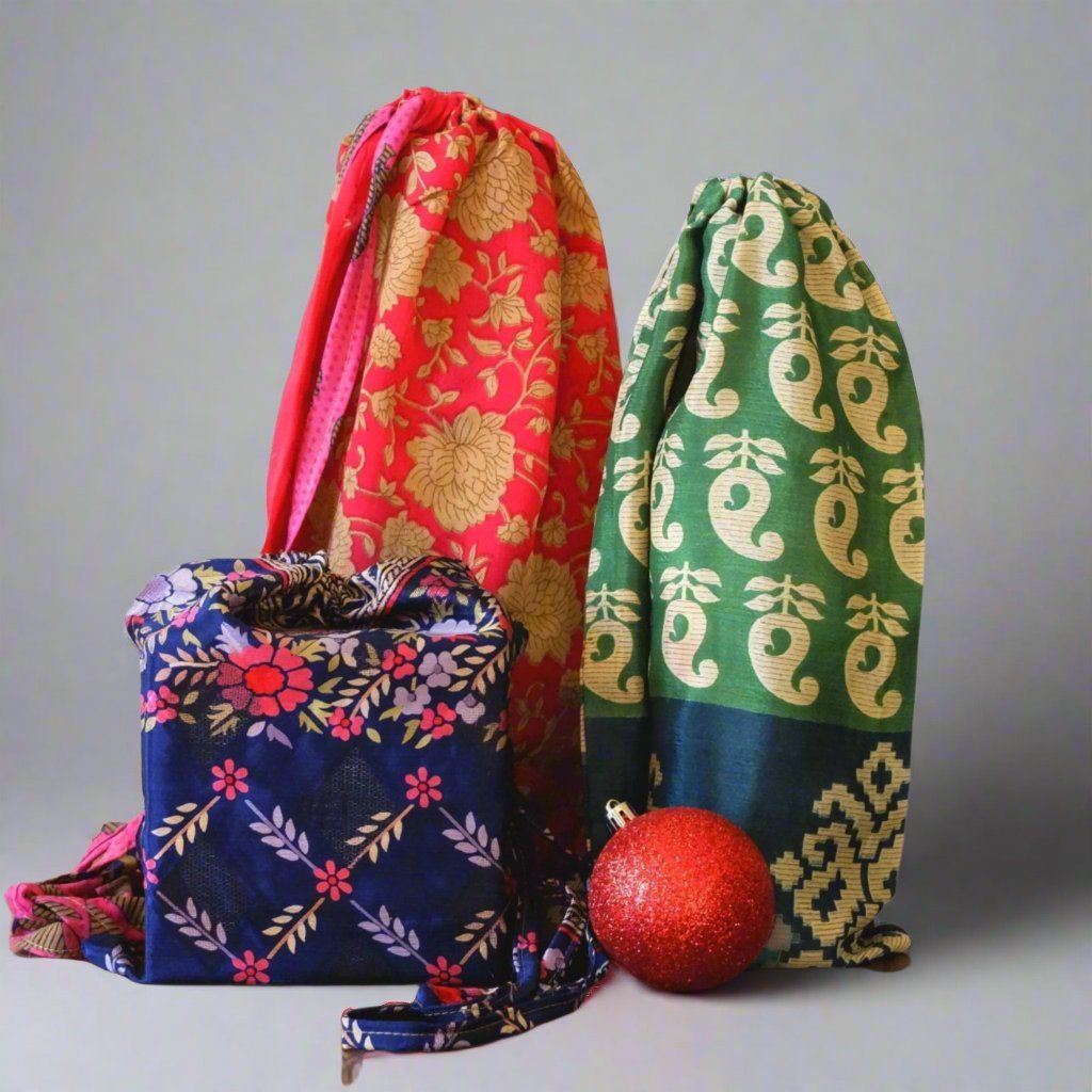 Sari Drawstring Gift Bags 6-Pack - Darn Good Yarn