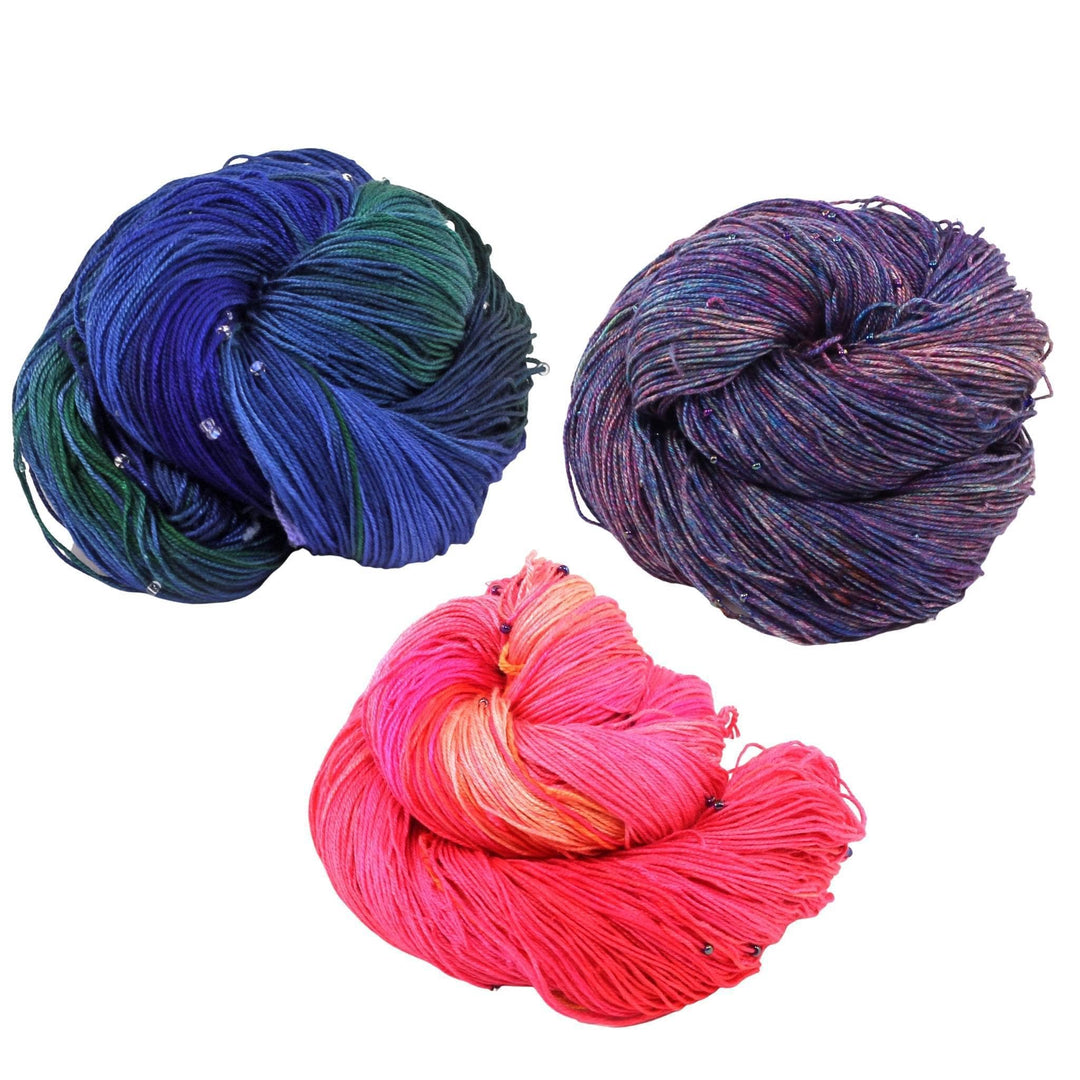 3 different color plant base banana fiber yarn.