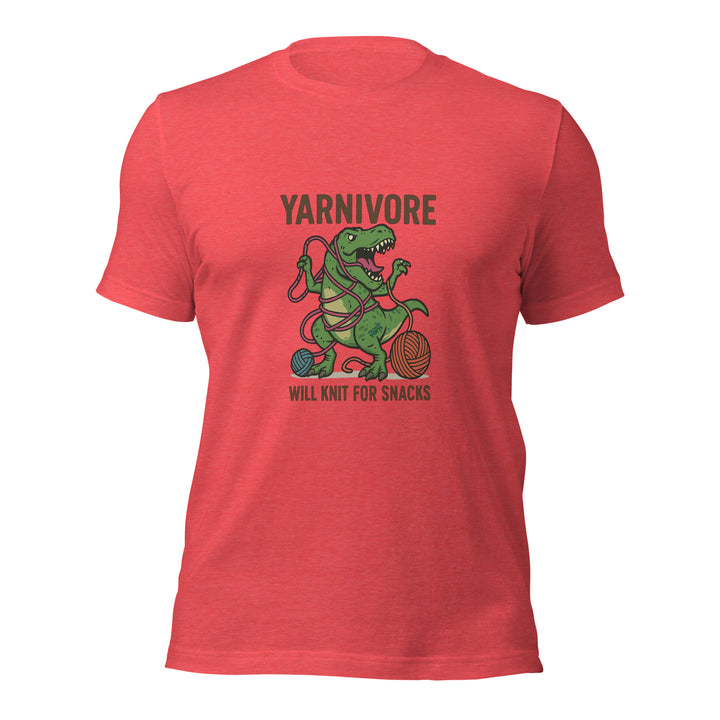 Darn Good Yarn: 🦖 Yarnivore Tee – Will Knit for Snacks- Unisex t-shirt, 