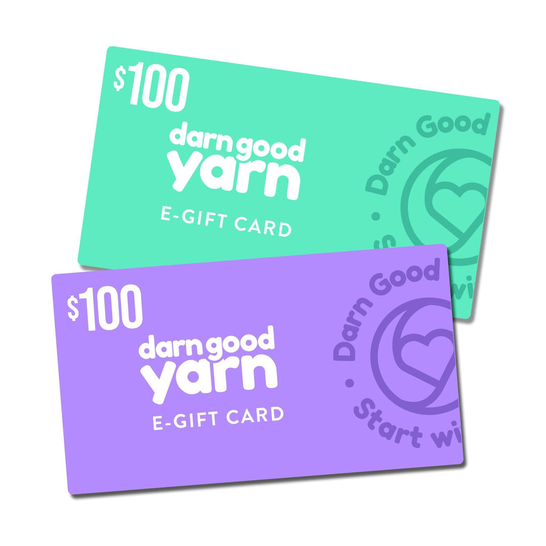 One hundred dollar digital E Gift Cards to darngoodyarn.com, great for gifts
